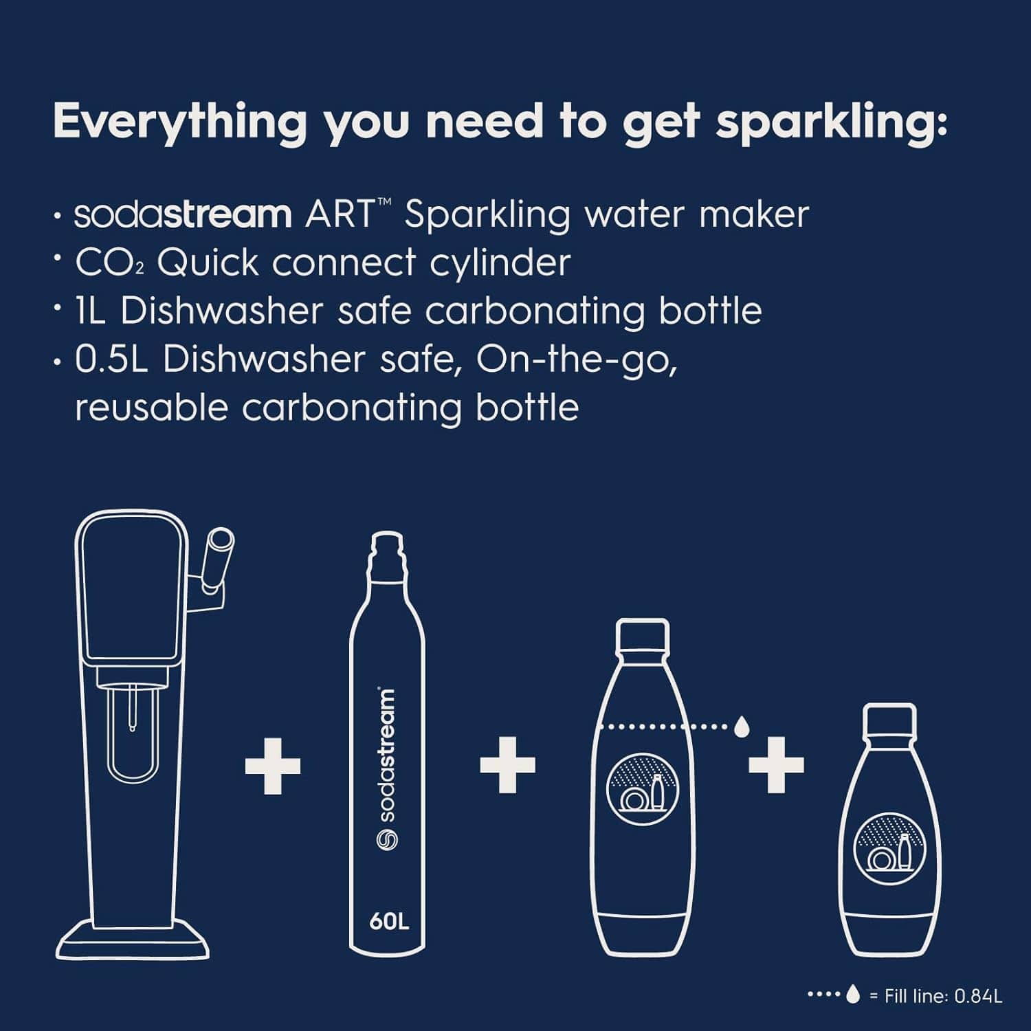 SodaStream ART Sparkling Water Maker Starter Kit, Misty Blue