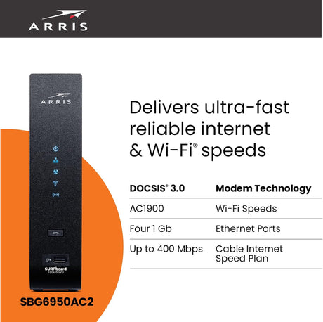 Arris SBG7400AC2 SURFboard DOCSIS 3.0 Cable Modem & AC2350 Wi-Fi Router 800 Mbps Max Speed - Certified Refurbished