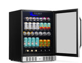 Newair 24" Built-in Beverage Fridge with Triple-Pane Glass, 177 Cans, Stainless Steel - Certified Refurbished