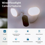 Arlo Wired Floodlight Security Camera, White - Certified Refurbished
