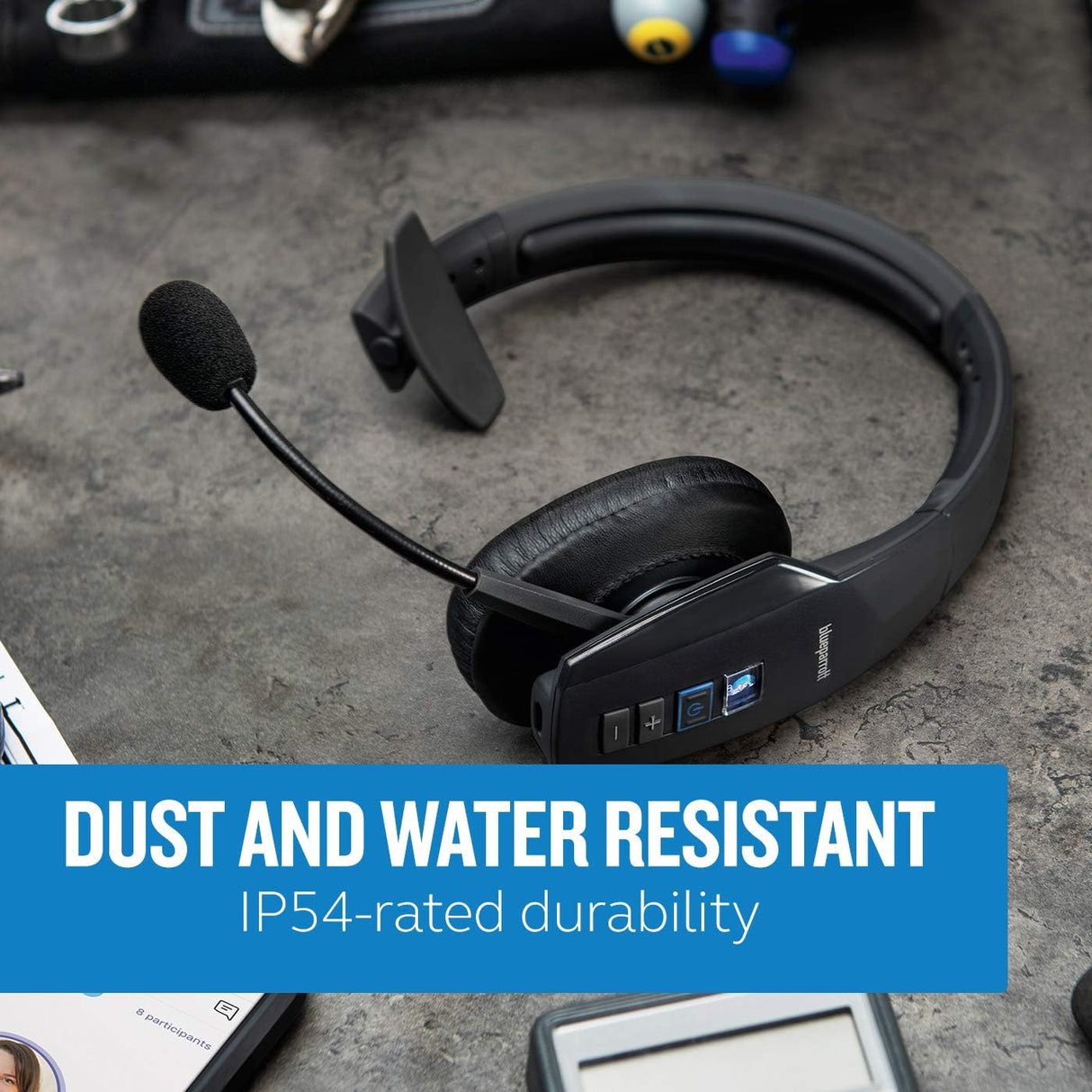 BlueParrott Noise Cancelling Trucker Bluetooth Headset, Updated Design, Industry Leading Sound & Comfort, 24H Talk Time, Black - Refurbished