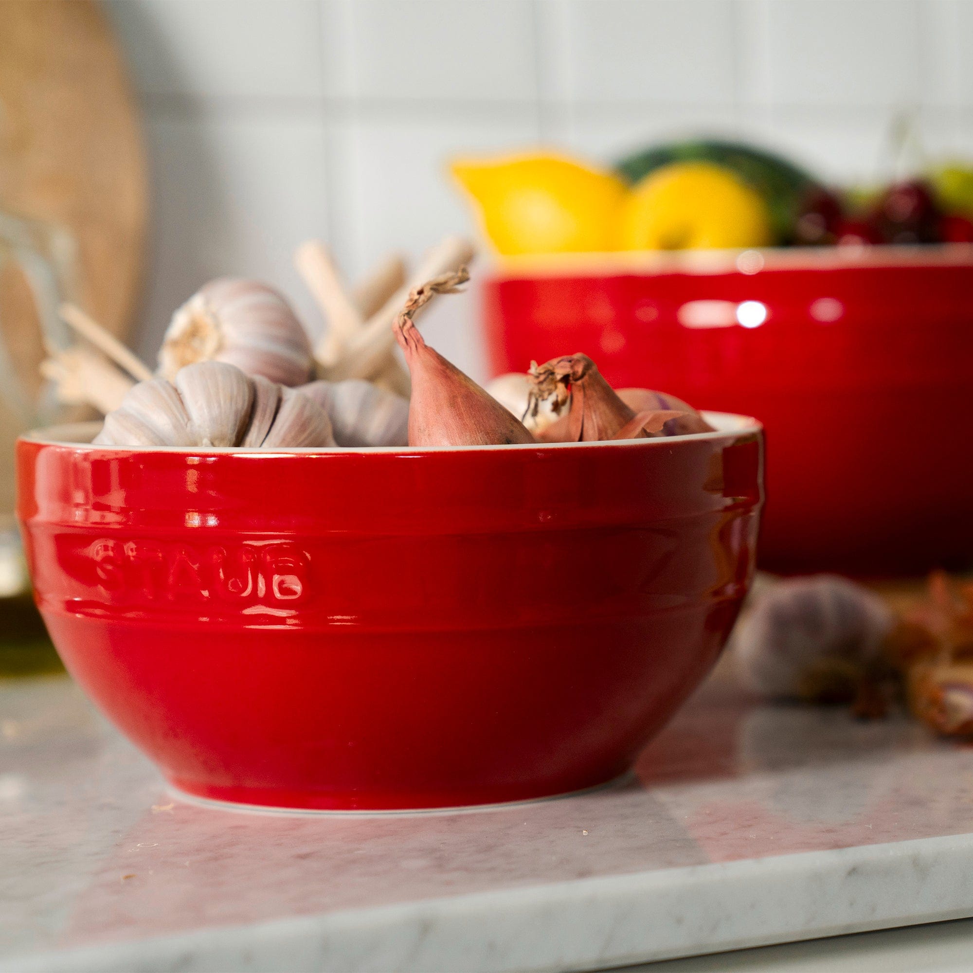 Staub Ceramic 2-pc Nested Mixing Bowl Set - Cherry