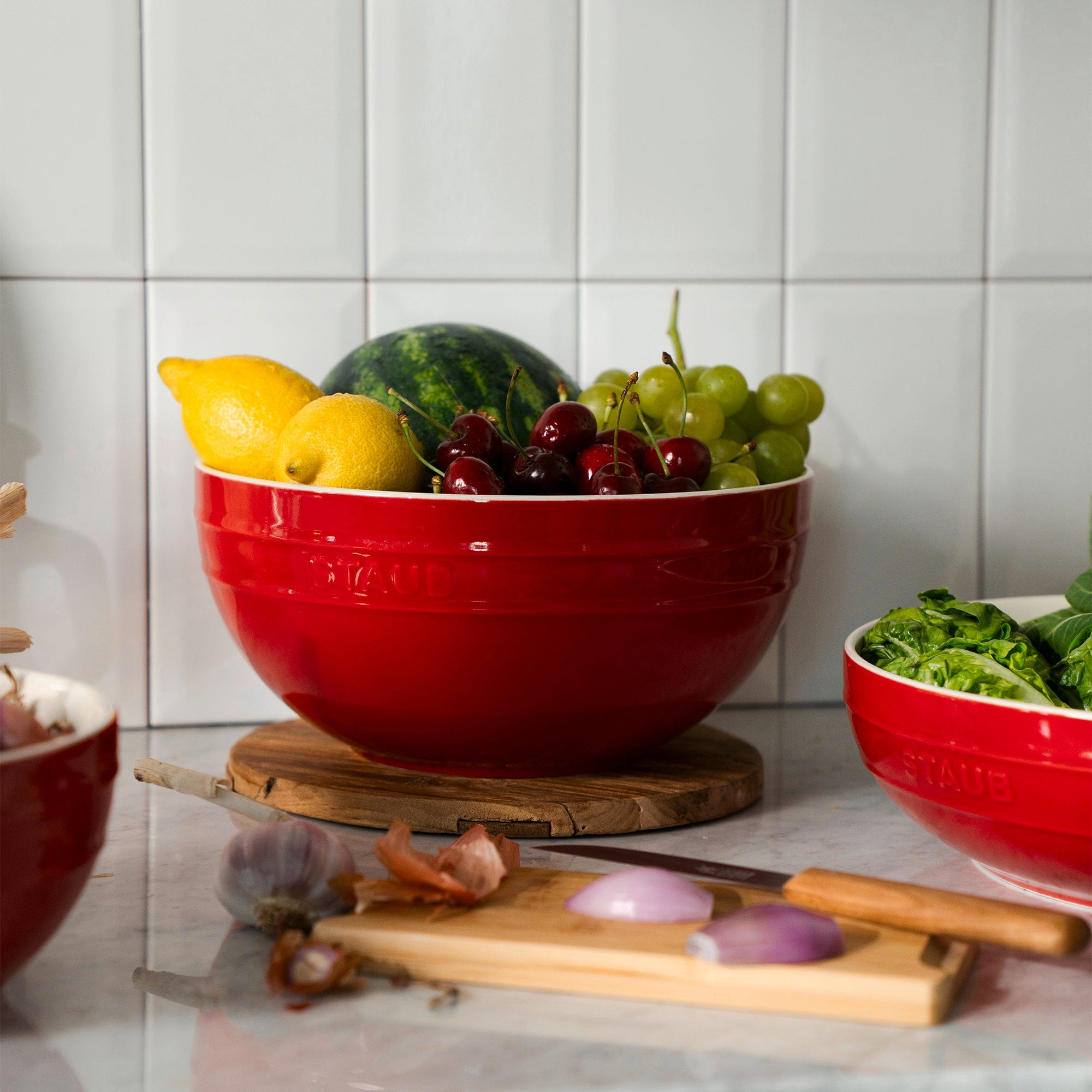 Staub Ceramic 2-pc Nested Mixing Bowl Set - Cherry