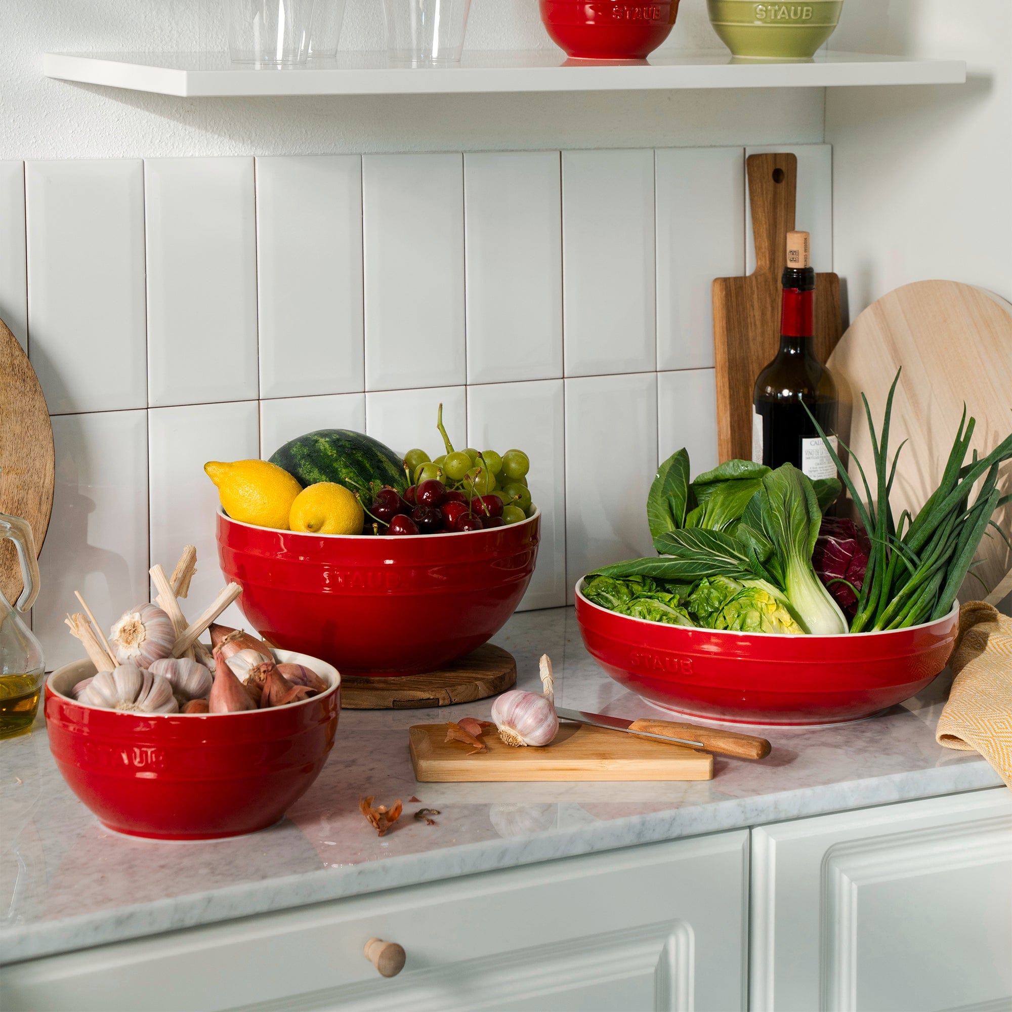 Staub Ceramic 2-pc Nested Mixing Bowl Set - Cherry