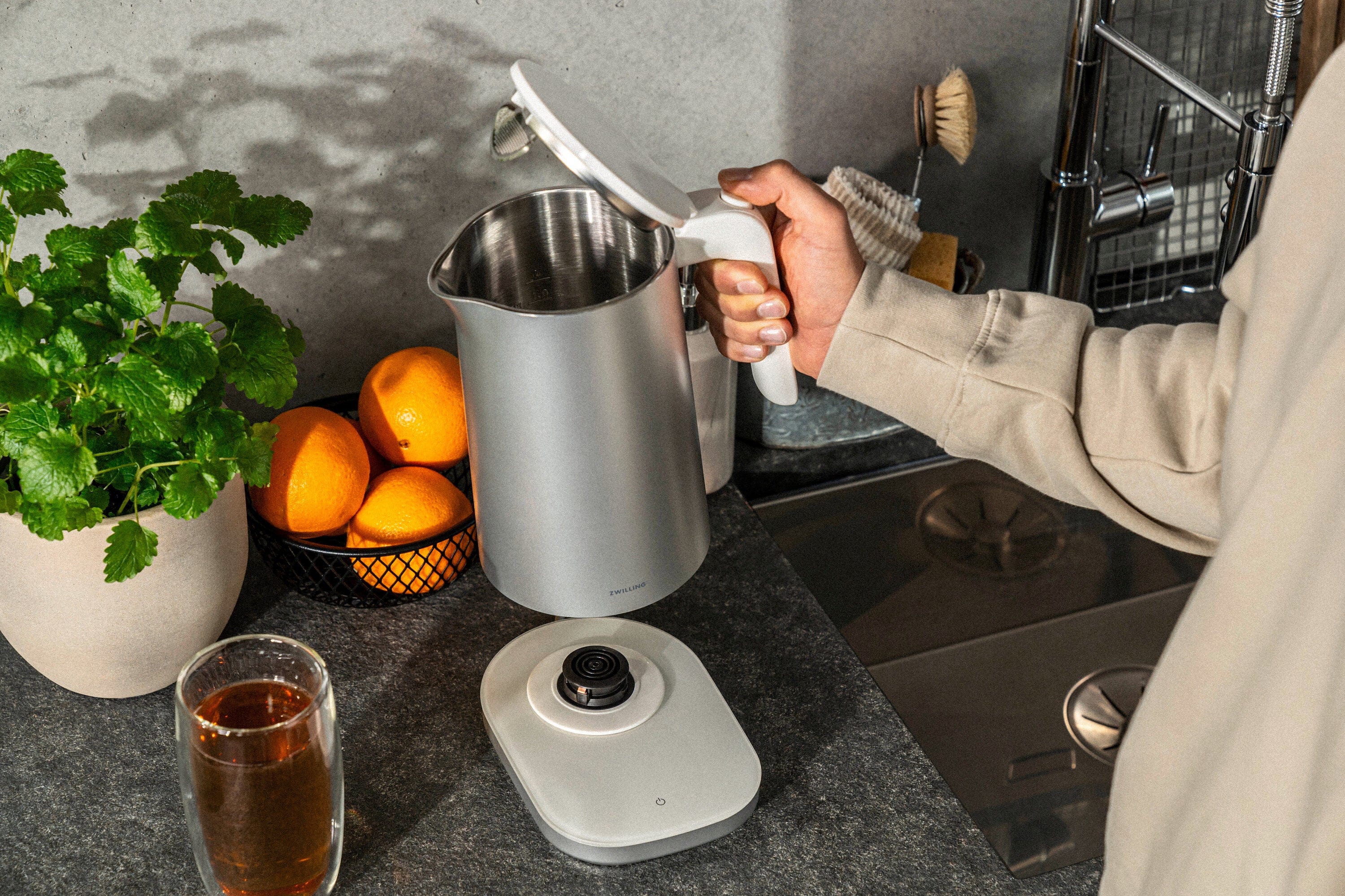 Zwilling Enfinigy Cool Touch 1-Liter Electric Kettle Pro, Cordless Tea Kettle & Hot Water - Silver