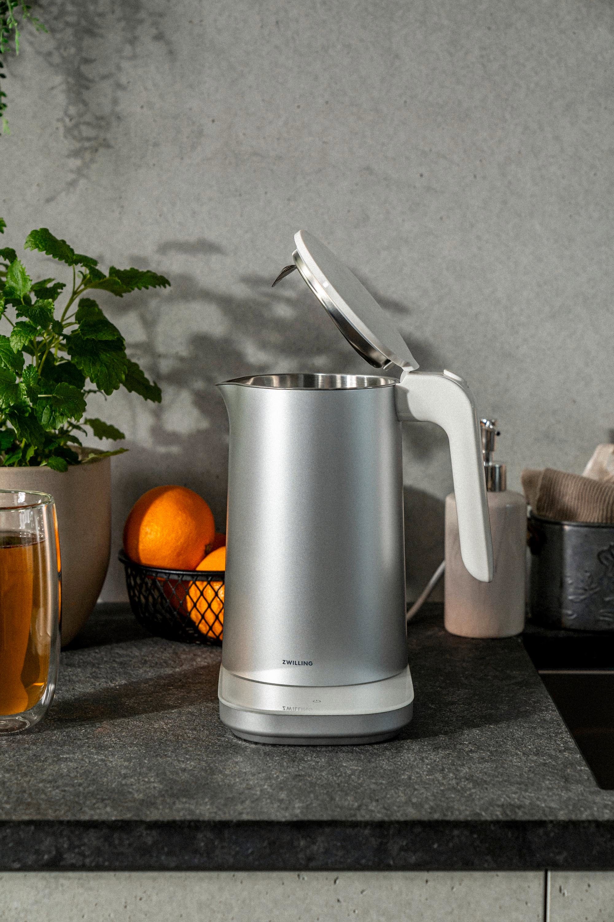 Zwilling Enfinigy Cool Touch 1-Liter Electric Kettle Pro, Cordless Tea Kettle & Hot Water - Silver