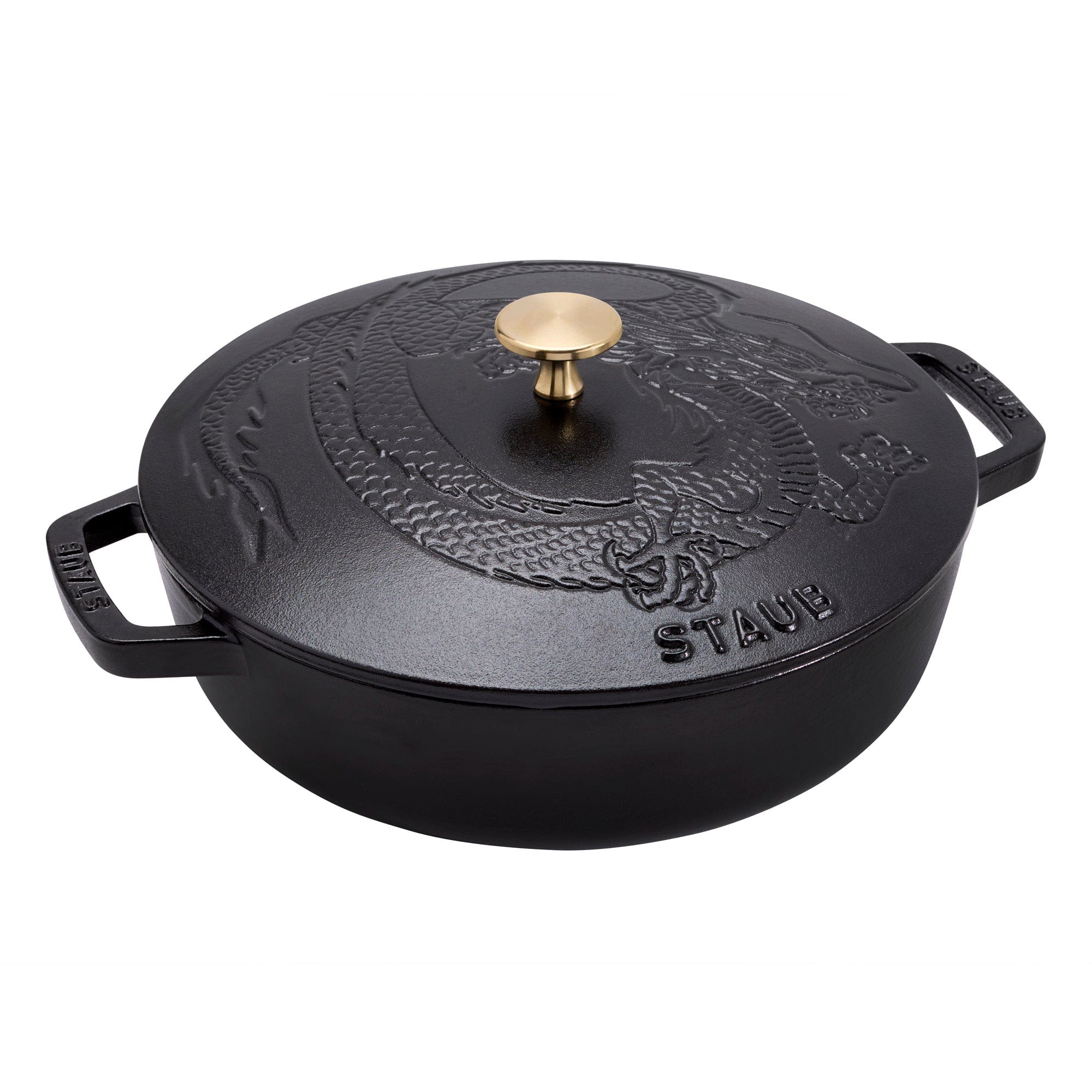 Staub Cast Iron 2.5-qt Braiser with Dragon Lid - Matte Black