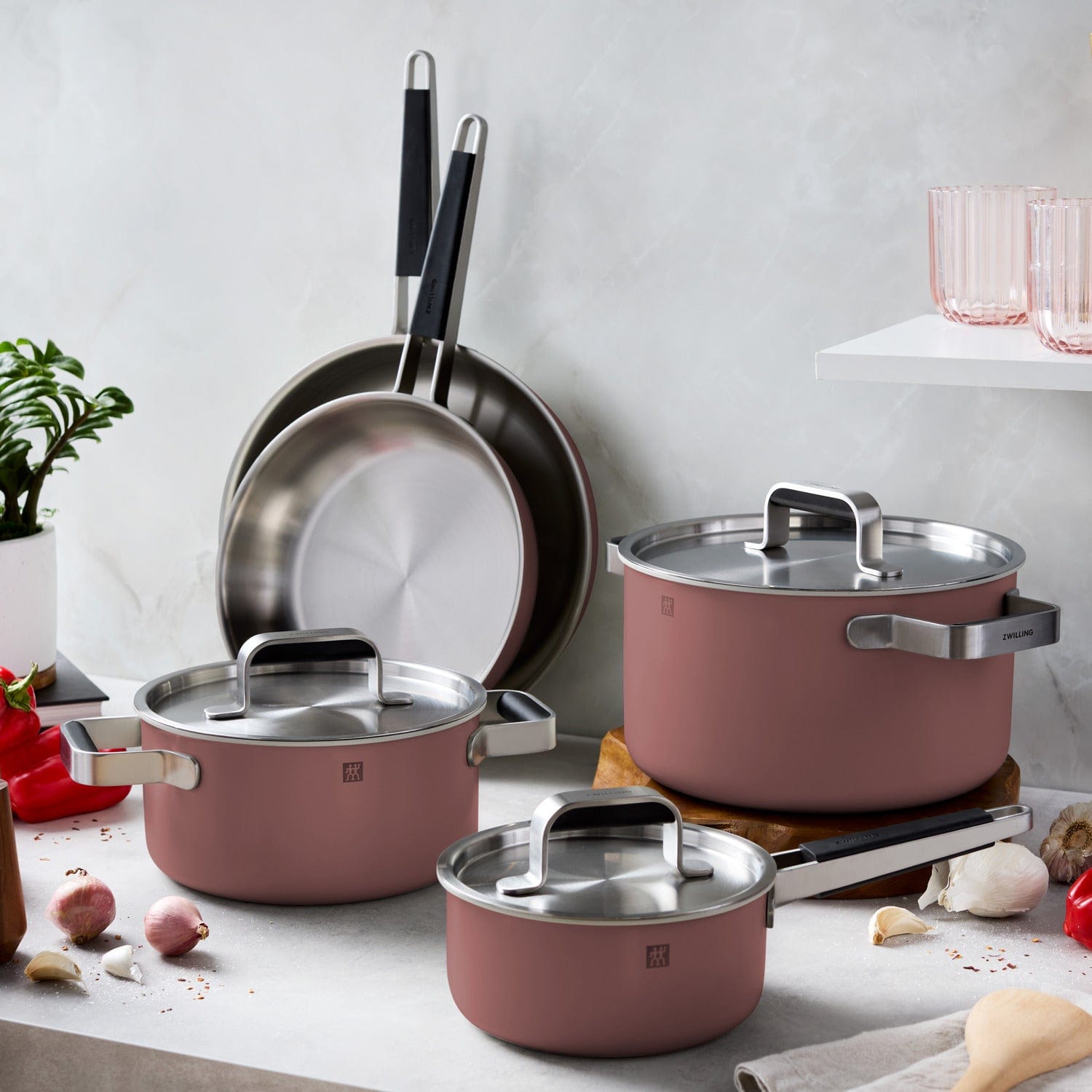 Zwilling Pure 8-pc Stainless Steel Cookware Set, Rose