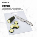 Farberware Large Cutting Board, Dishwasher- Safe Plastic Chopping Board for Kitchen with Easy Grip Handle, 11x14, White