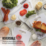 Farberware Large Cutting Board, Dishwasher- Safe Plastic Chopping Board for Kitchen with Easy Grip Handle, 11x14, White