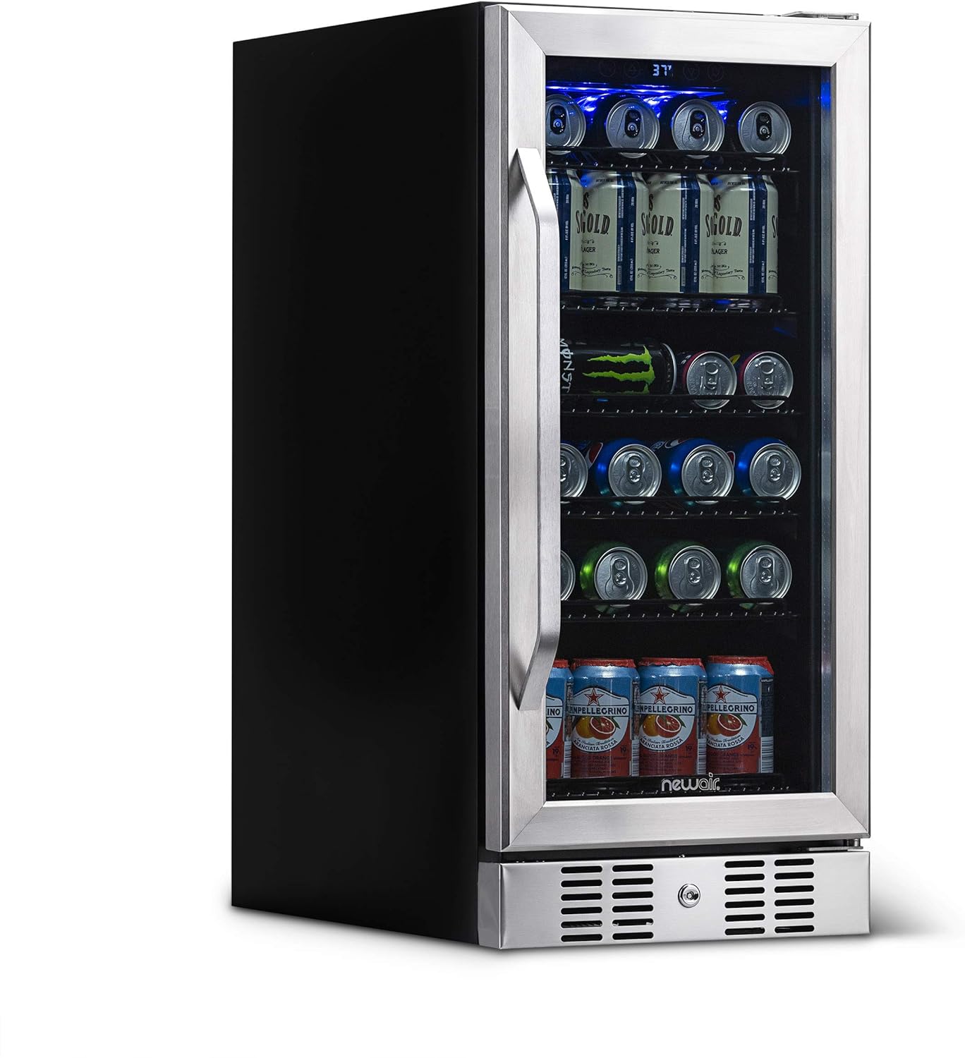 Newair 15" Built-in Beverage Fridge, 96 Cans, Stainless Steel - Certified Refurbished