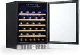Newair 24" Built-In Wine Fridge with Beech Wood Shelves, 52 Bottles, Stainless Steel  - Certified Refurbished