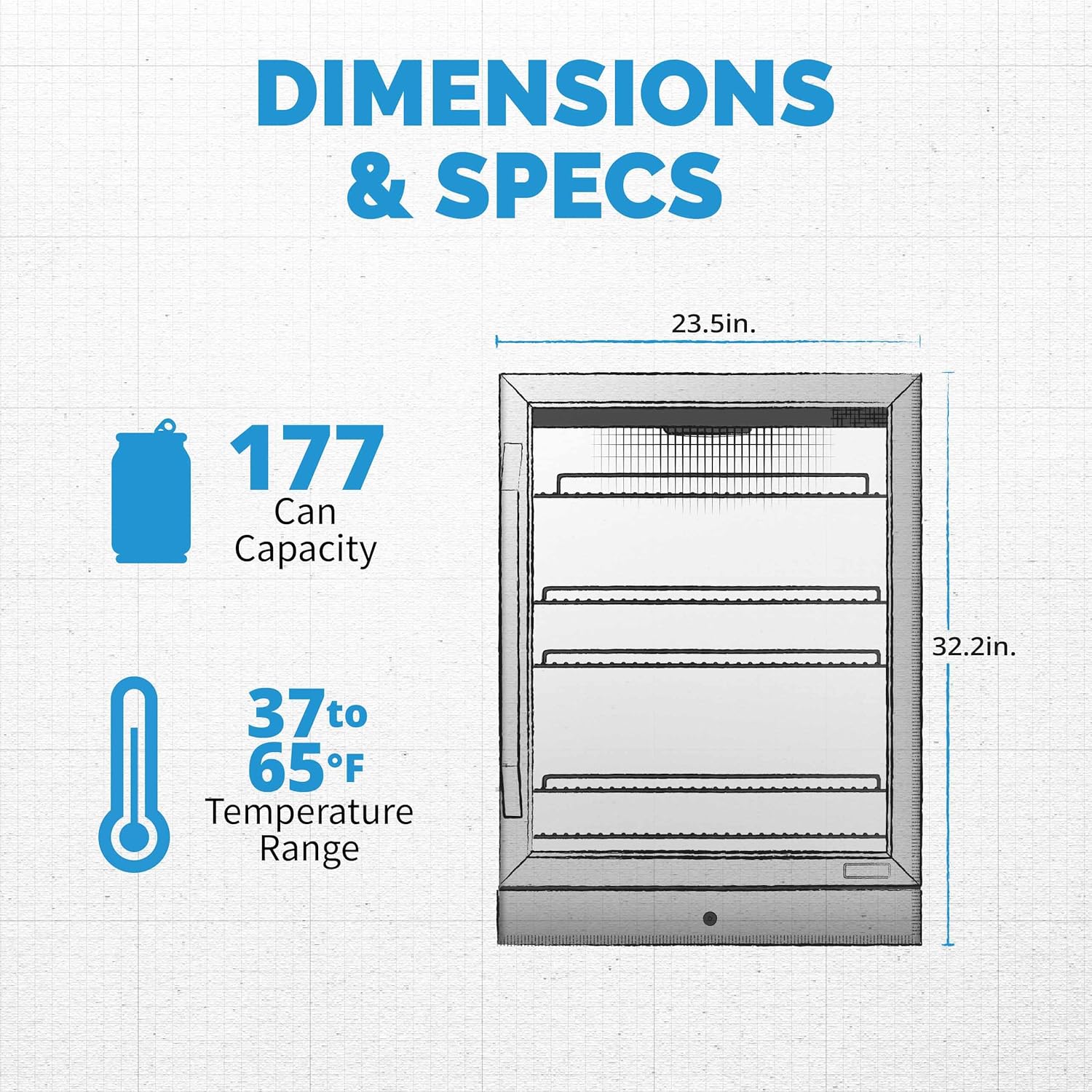 Newair 24" Built-in Beverage Fridge with Triple-Pane Glass, 177 Cans, Stainless Steel - Certified Refurbished