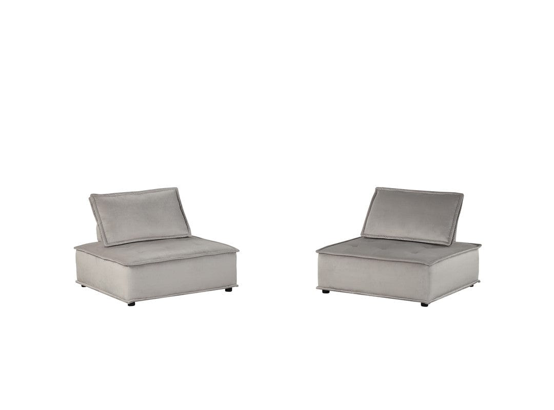 Willow & Hearth Anna 40"W Light Gray Velvet Set of 2 Armless Lounge Chair
