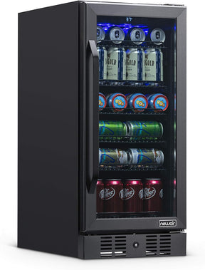 Newair 15" Built-in Beverage Fridge, 96 Cans, Black - Certified Refurbished