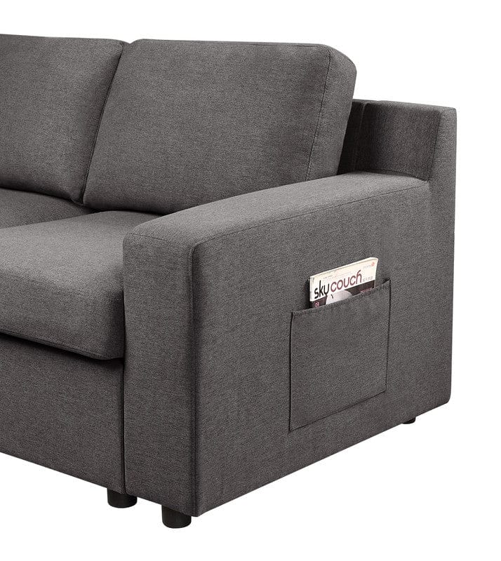 Willow & Hearth Waylon 119"W Gray Linen 4-Seater Sofa with Pockets