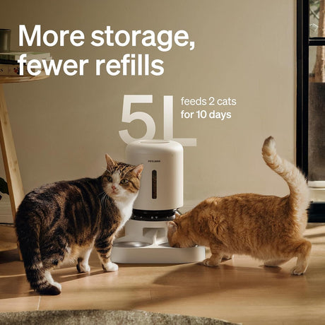 Petlibro 5G WiFi Automatic Pet Feeder for Two Cats or Dogs, 5L Food Dispenser with Low Food Sensor, White - Certified Refurbished