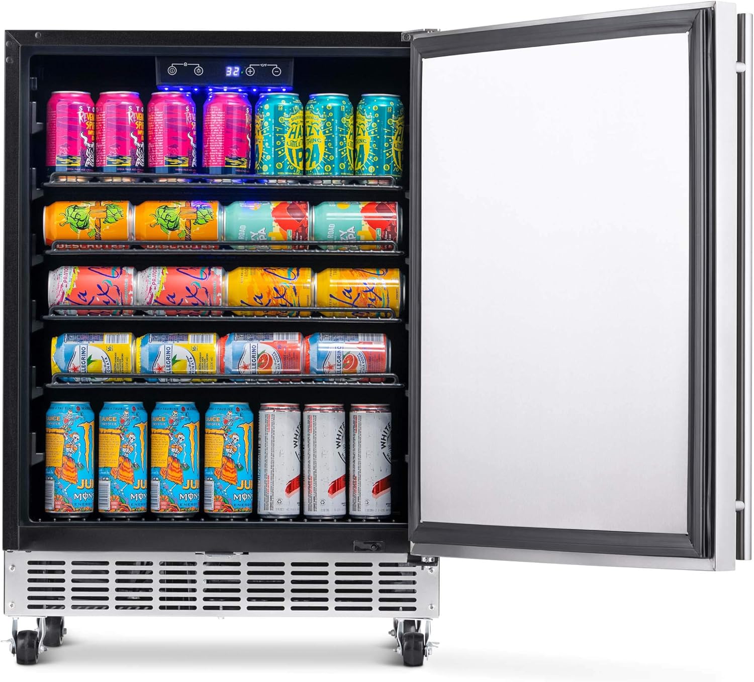 Newair 24" Built-in Outdoor Fridge, 160 Cans, Stainless Steel - Certified Refurbished