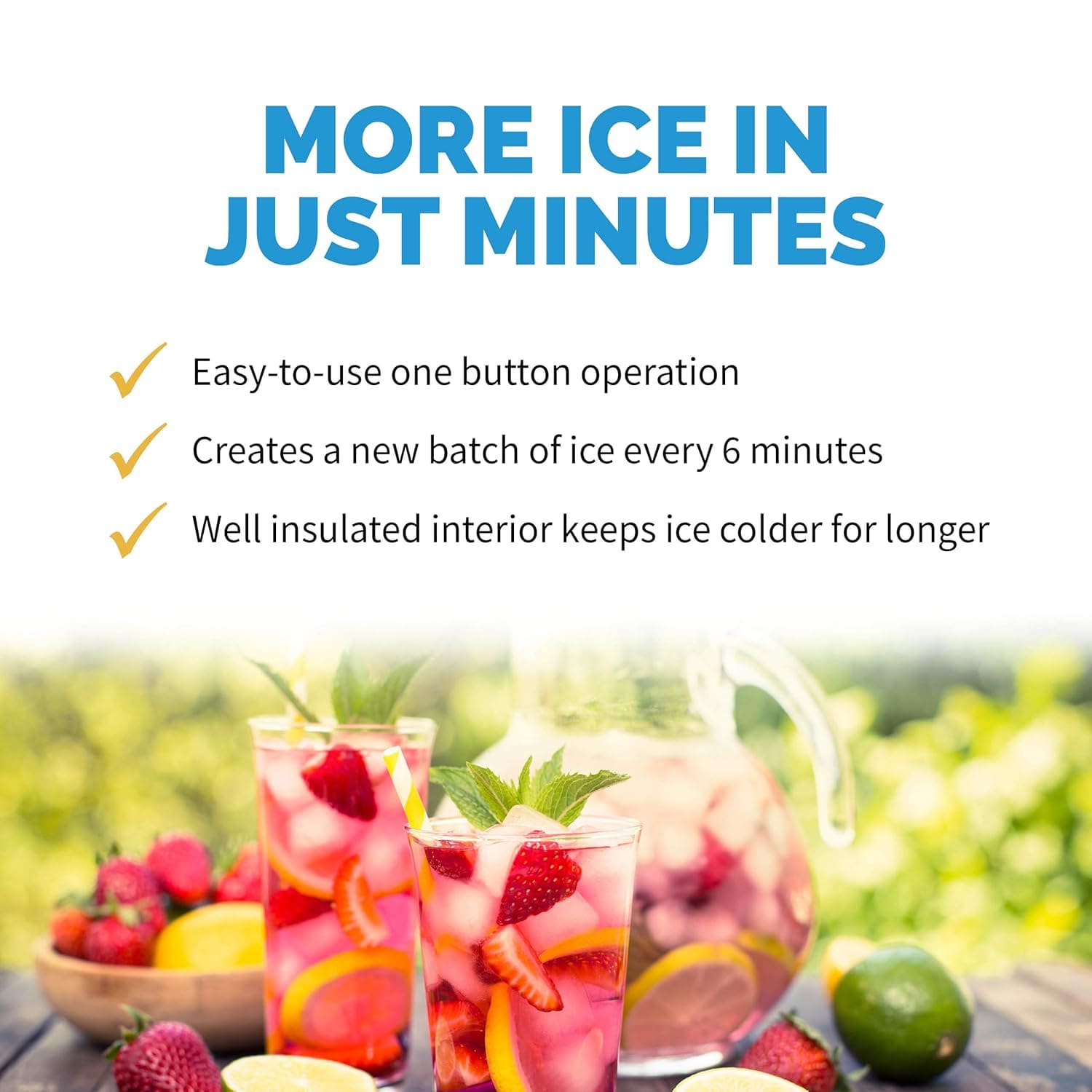 Newair Countertop Ice Maker with One Button Operation, 50 lbs of Ice a Day, White - Certified Refurbished