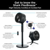 Shark FlexBreeze Indoor & Outdoor Fan with Pedestal & Tabletop, Portable, Remote, Quiet, Corded & Cordless, White - Open Box