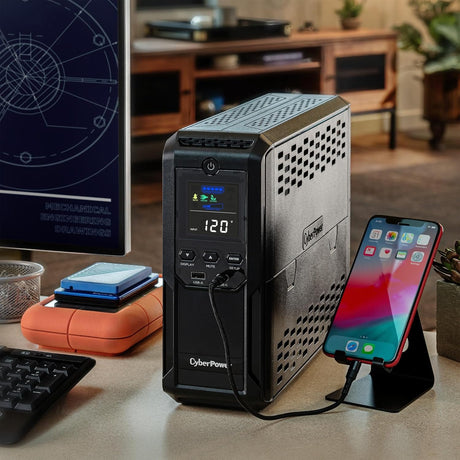 CyberPower Intelligent LCD UPS Battery Backup and Surge Protector, 1500VA/900W, 12 Outlets 2 USB Ports, AVR - Certified Refurbished