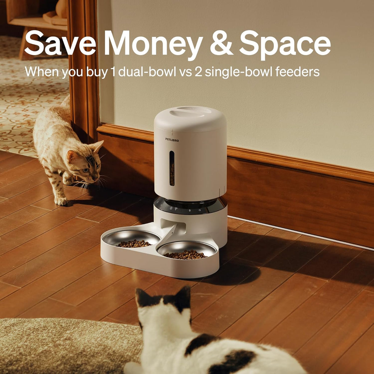 Petlibro 5G WiFi Automatic Pet Feeder for Two Cats or Dogs, 5L Food Dispenser with Low Food Sensor, White - Certified Refurbished