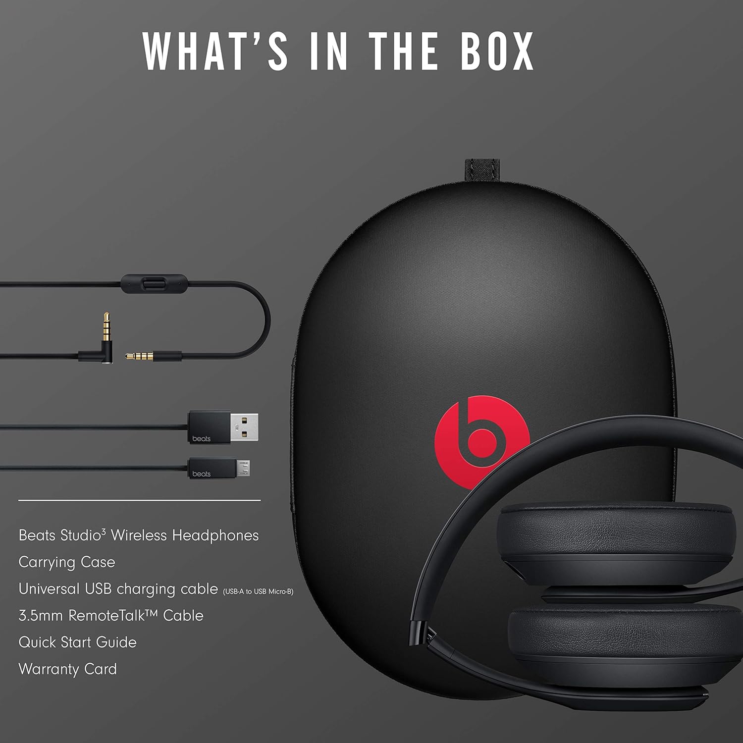 Beats Studio3 Wireless Noise-Cancelling Over-Ear Headphones, Matte Black