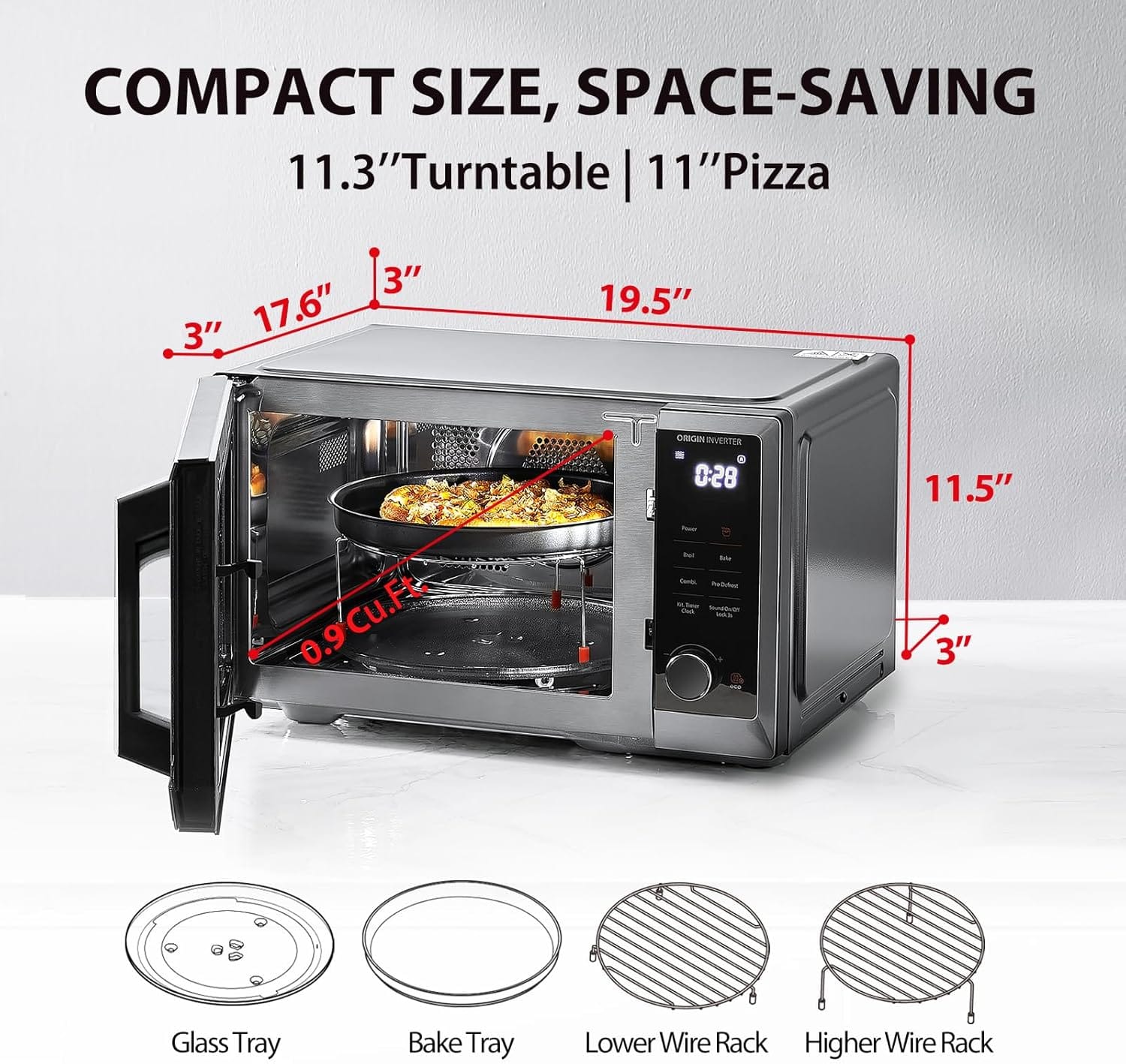 Toshiba 0.9 cu. ft. 6-in-1 Inverter Countertop Microwave Oven Air Fryer Combo, Black Stainless Steel - Certified Refurbished