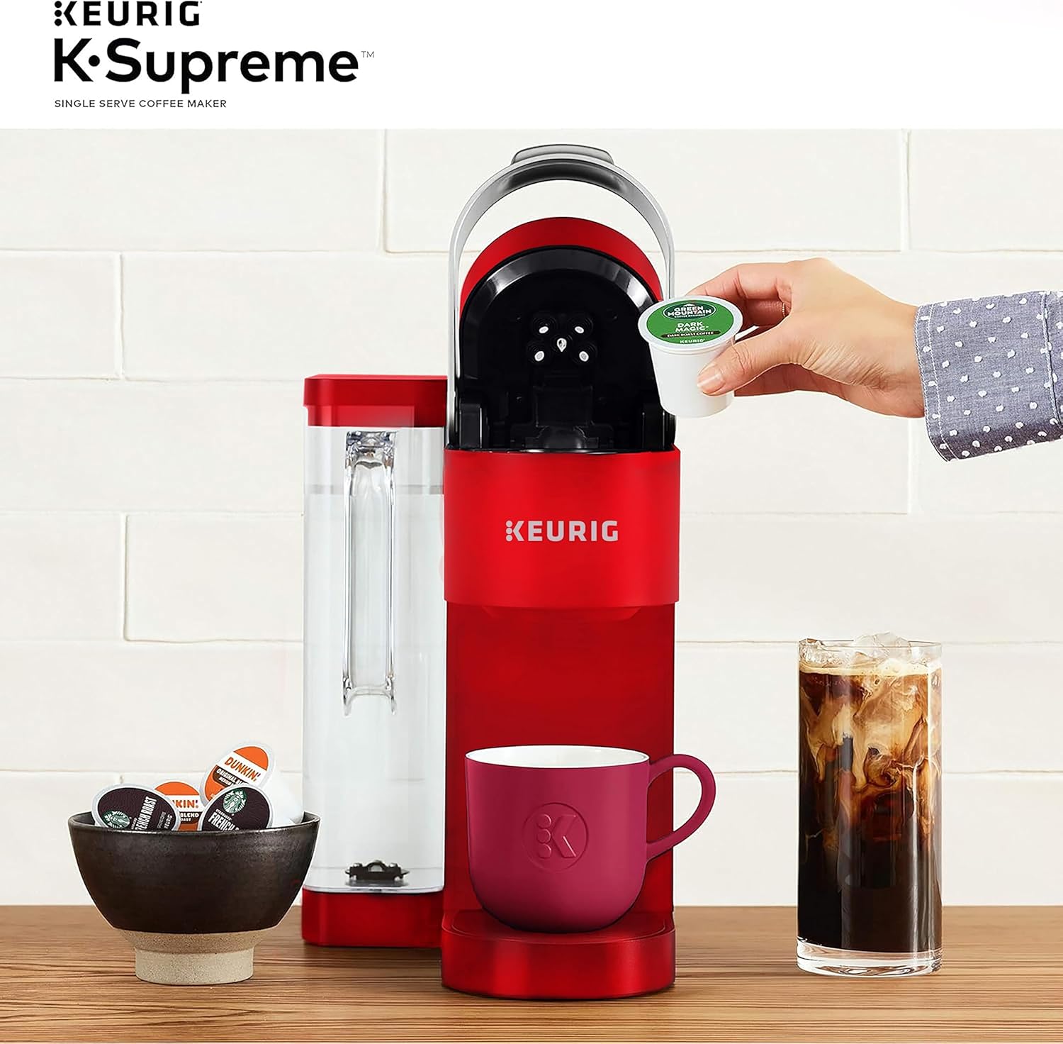 Keurig K-Supreme Single Serve K-Cup Pod Coffee Maker, Red - Certified Refurbished