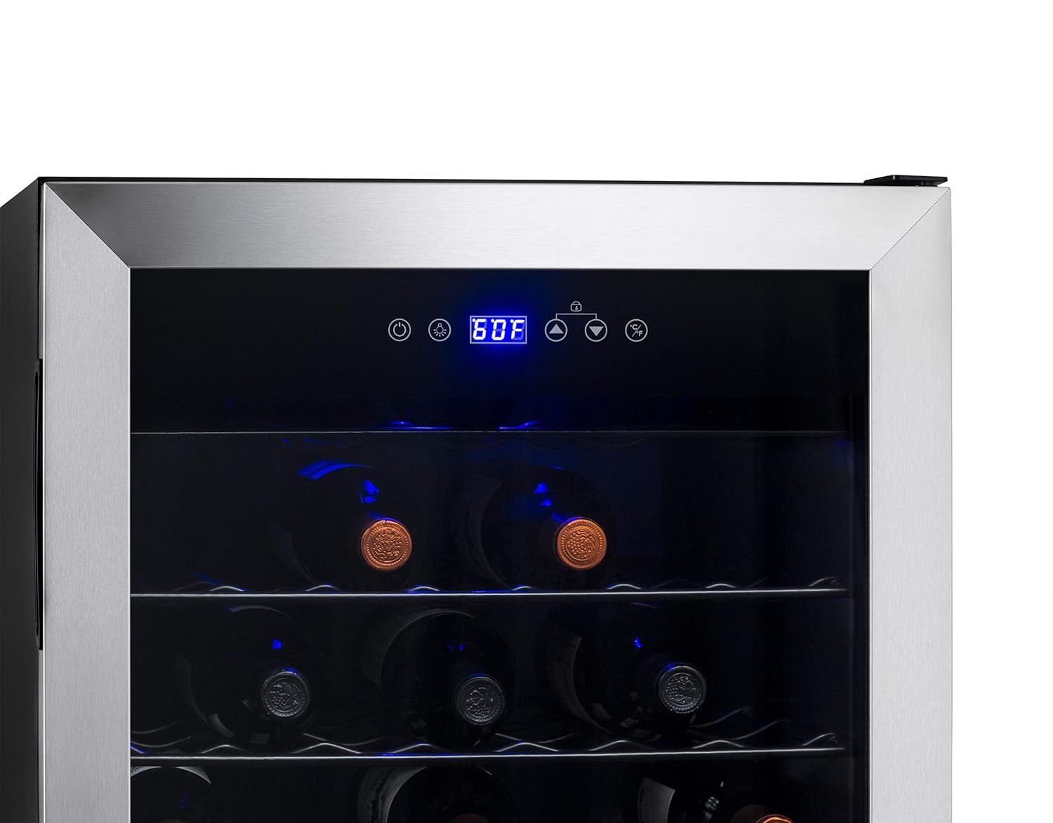 Newair Freestanding Wine Fridge with Adjustable Racks, 50 Bottles, Stainless Steel - Certified Refurbished