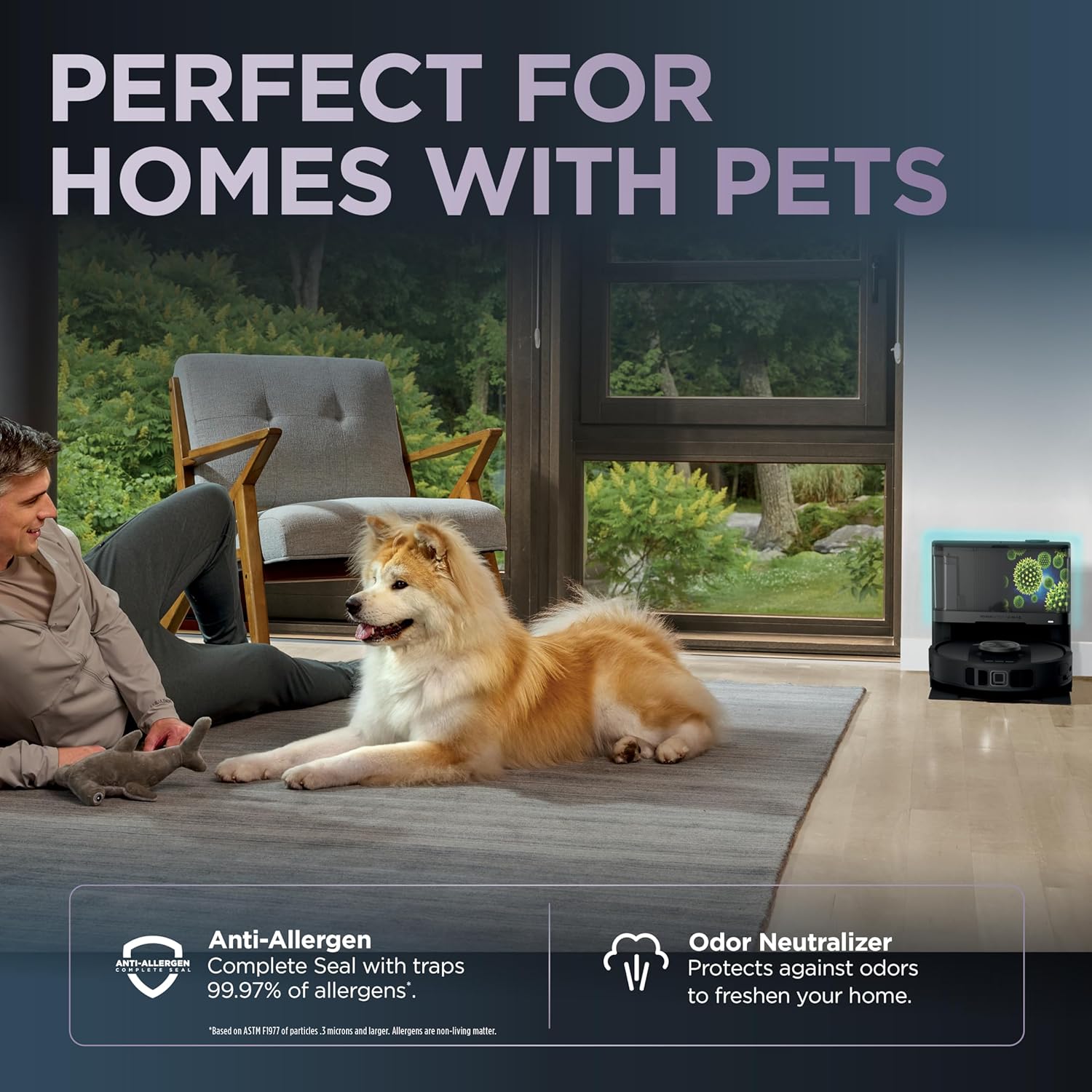 Shark R-RV2820YE-SD PowerDetect 2-in-1 Robot Vacuum and Mop with NeverTouch™ Base, Gaia Grey - Open Box