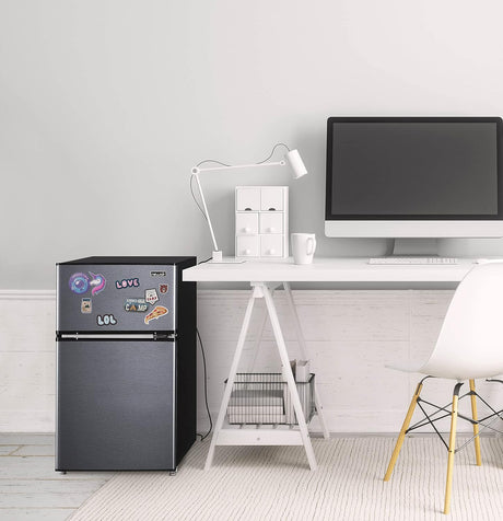 Newair Compact Mini Fridge with Freezer, 3.1 Cu. Ft., Gray - Certified Refurbished