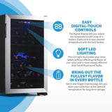 Newair Freestanding Dual Zone Wine Fridge, 43 Bottles, Stainless Steel - Certified Refurbished