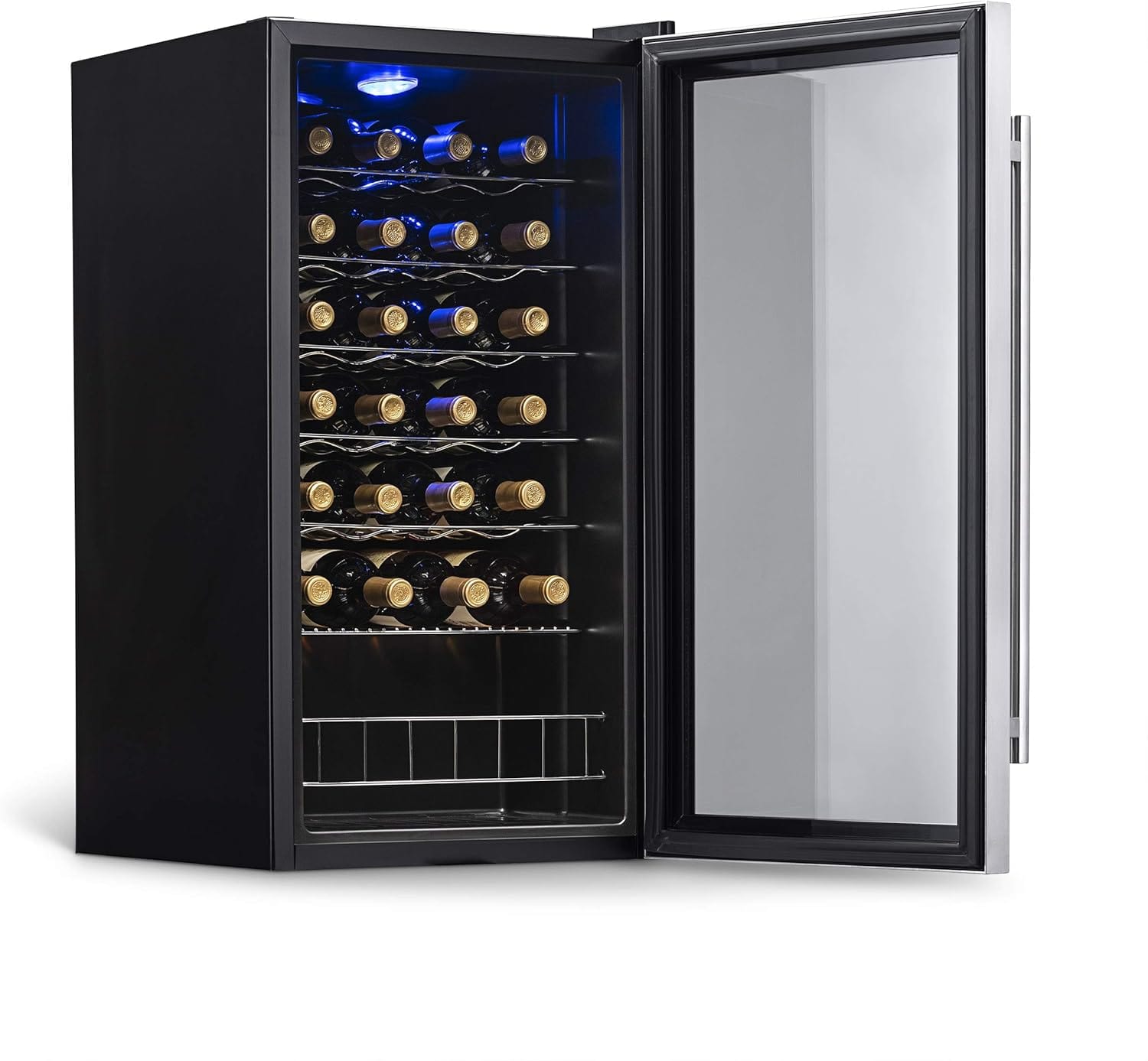 Newair Freestanding Wine Fridge, 27 Bottles, Stainless Steel - Certified Refurbished