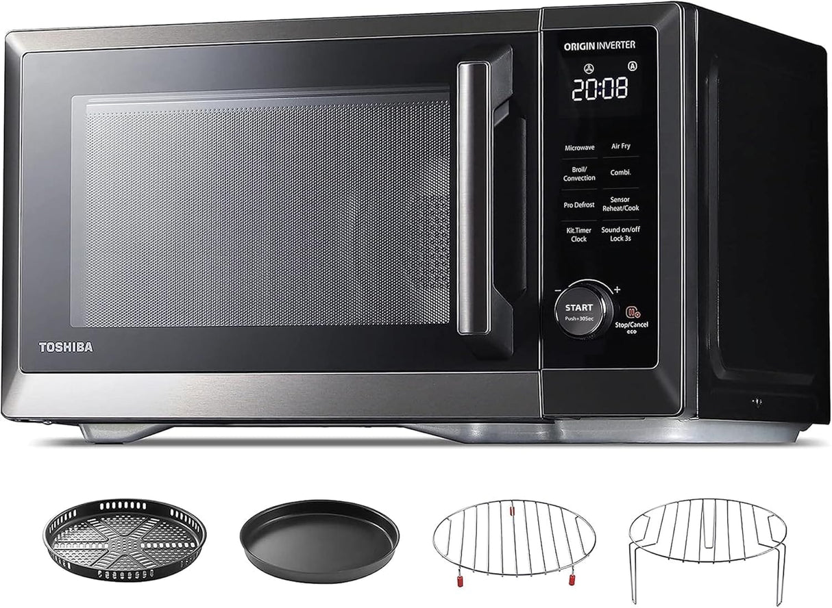 Toshiba 1.0 cu. ft. 7-in-1 OptiChef Countertop Microwave Oven Air Fryer Combo, 1000W, Black - Certified Refurbished