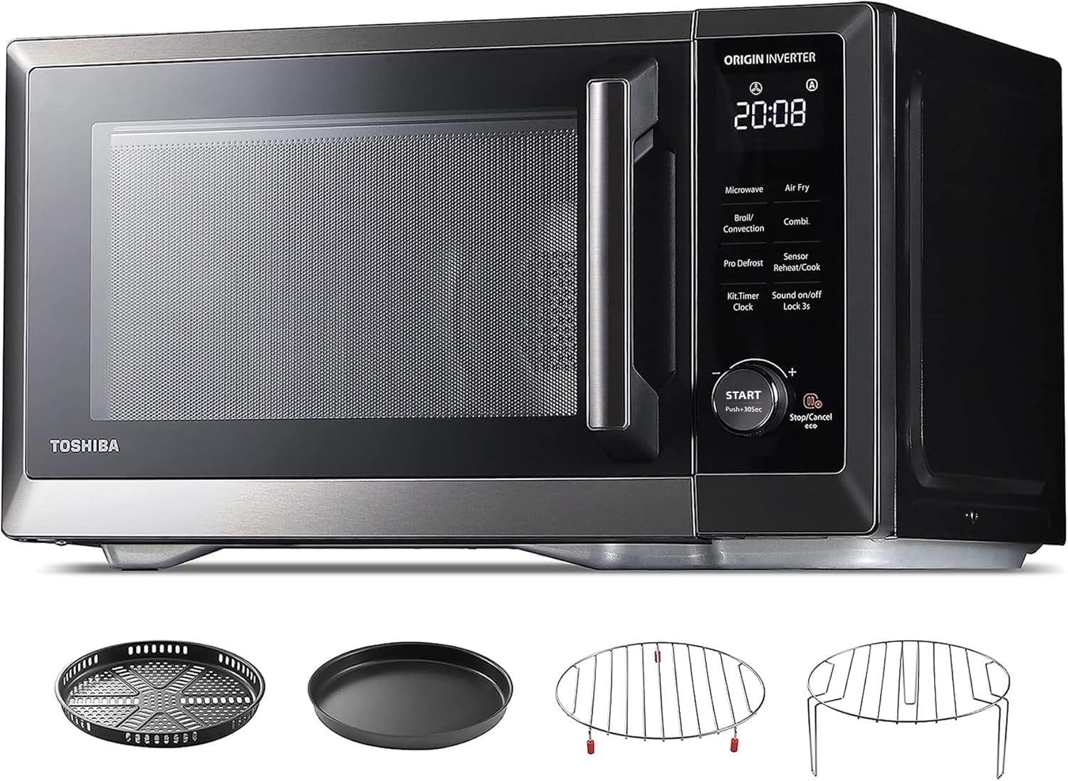 Toshiba 1.0 cu. ft. 7-in-1 OptiChef Countertop Microwave Oven Air Fryer Combo, 1000W, Black - Certified Refurbished