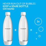 SodaStream 1L Slim Carbonating Bottles, White, Twin Pack, Pack of 2
