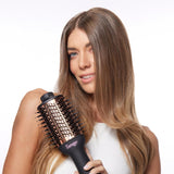 L'ange Hair Le Volume 2-in-1 Titanium Blow Dryer Brush, 75mm Oval Barrel, for Smooth, Frizz-Free Styling on All Hair Types, Black
