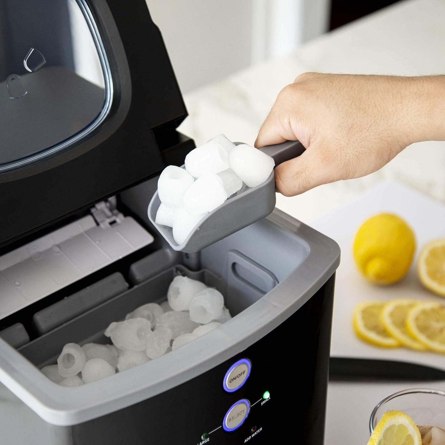 Newair Portable Ice Maker with 2 Ice Sizes, 33 lbs of Ice a Day, Black - Certified Refurbished