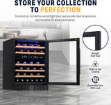 Newair 24" Built-in Dual Zone Wine Fridge, 46 Bottles, Black - Certified Refurbished