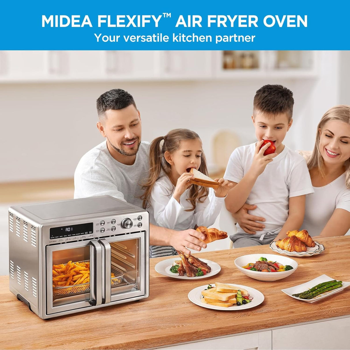 Midea Flexify French Door Air Fryer Oven, Extra-Large Air Fryer & Toaster Oven Combo, Stainless Steel - Certified Refurbished