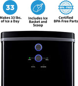 Newair Portable Ice Maker with 2 Ice Sizes, 33 lbs of Ice a Day, Black - Certified Refurbished
