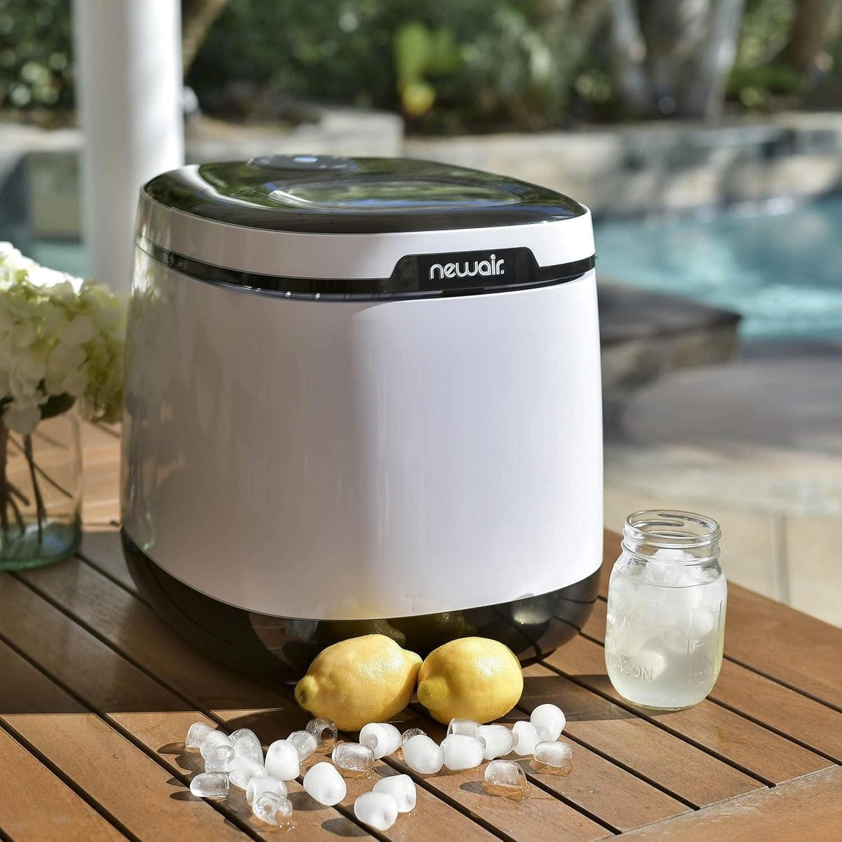 Newair Countertop Ice Maker with One Button Operation, 50 lbs of Ice a Day, White - Certified Refurbished