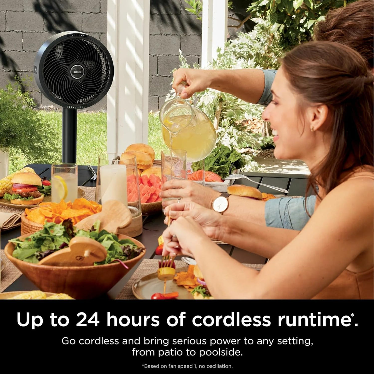 Shark FlexBreeze Indoor & Outdoor Fan with Pedestal & Tabletop, Portable, Remote, Quiet, Corded & Cordless, White - Open Box