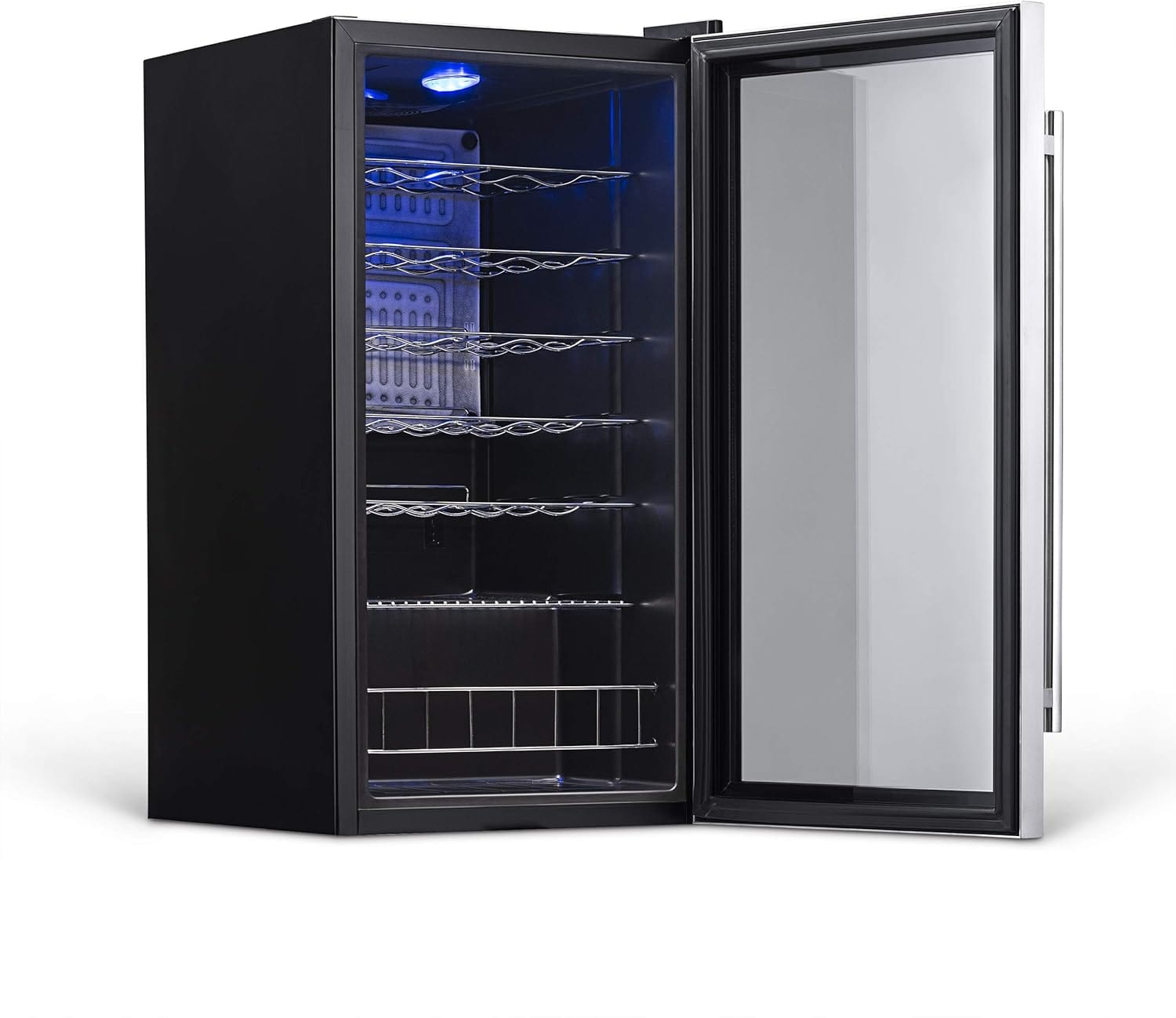 Newair Freestanding Wine Fridge, 27 Bottles, Stainless Steel - Certified Refurbished