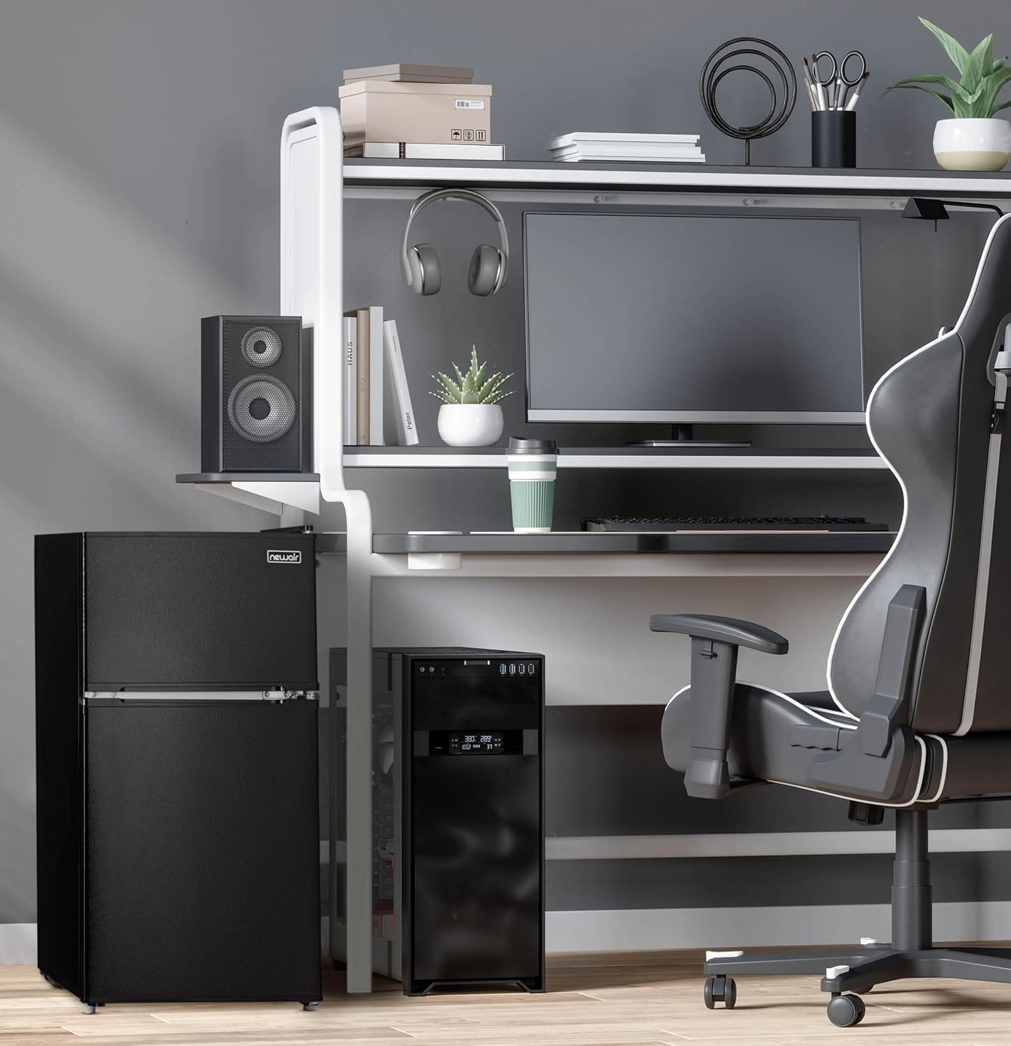 Newair Compact Mini Fridge with Freezer, 3.1 Cu. Ft., Black - Certified Refurbished