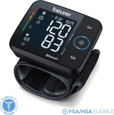 Beurer Wrist Blood Pressure Monitor with Bluetooth, Irregular Heartbeat Detection, Risk Indicator, Large Display, and Travel Case - Refurbished