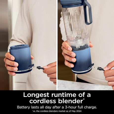 Ninja Blast Max Personal Cordless Blender for Smoothies, Blend, Ice Crush, 22 oz. Twist & Go Vessel, Navy - Certified Refurbished