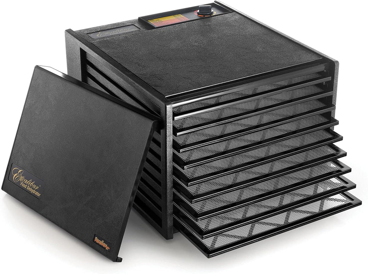 Excalibur Electric 9-Tray Food Dehydrator, Adjustable Thermostat, Accurate Temperature Control, Fast Drying, 15 Sq. Ft. Space, 600-Watts, Black