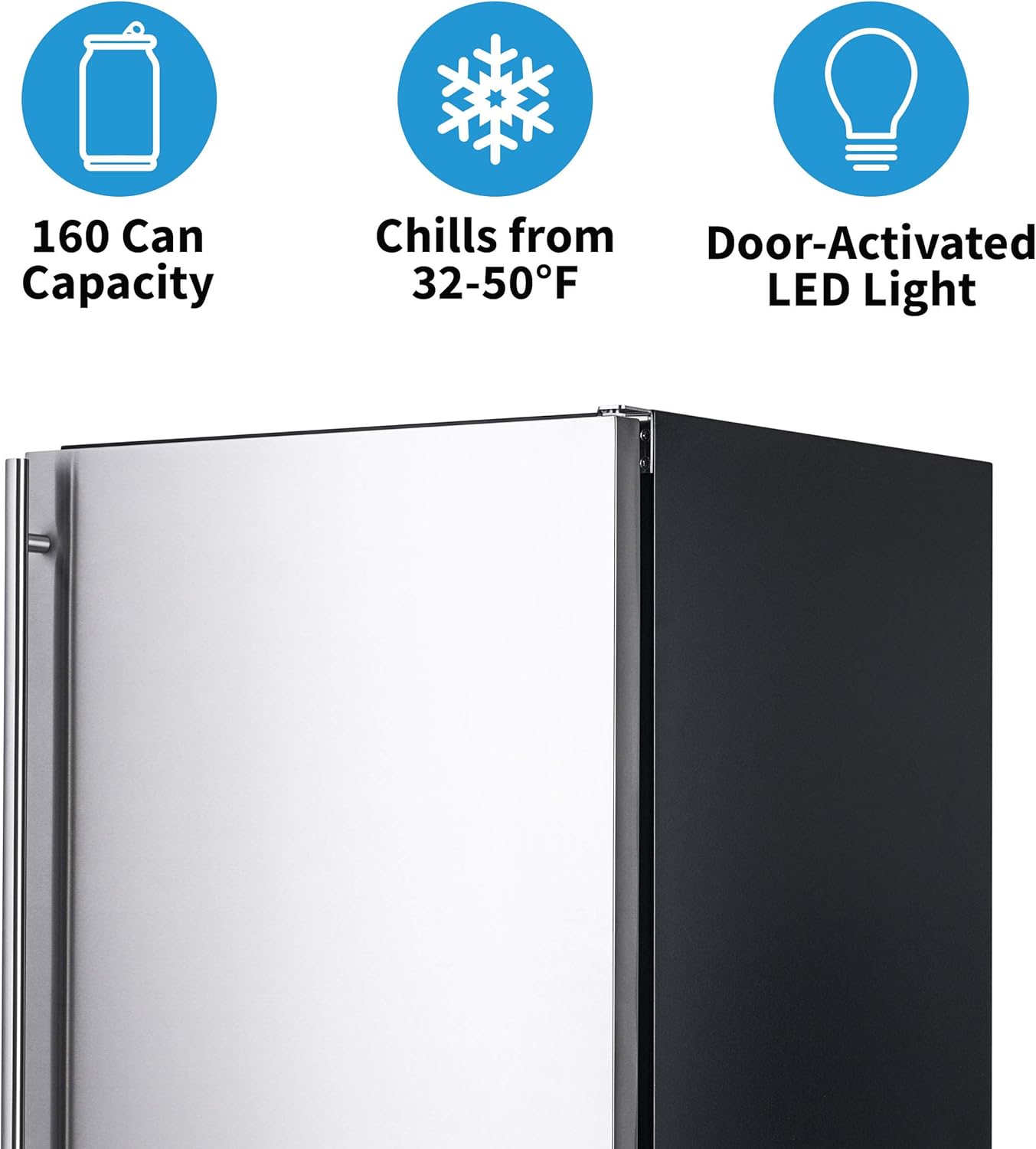 Newair 24" Built-in Outdoor Fridge, 160 Cans, Stainless Steel - Certified Refurbished